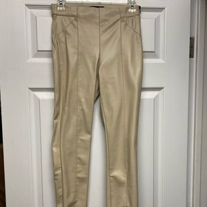 Zara Cream Faux Leather Pants